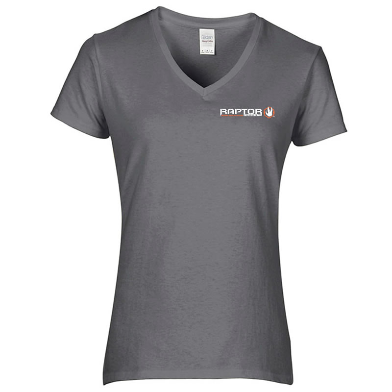 Women's Raptor™ Crew Charcoal V-Neck T-Shirt with Tear-away Label ...